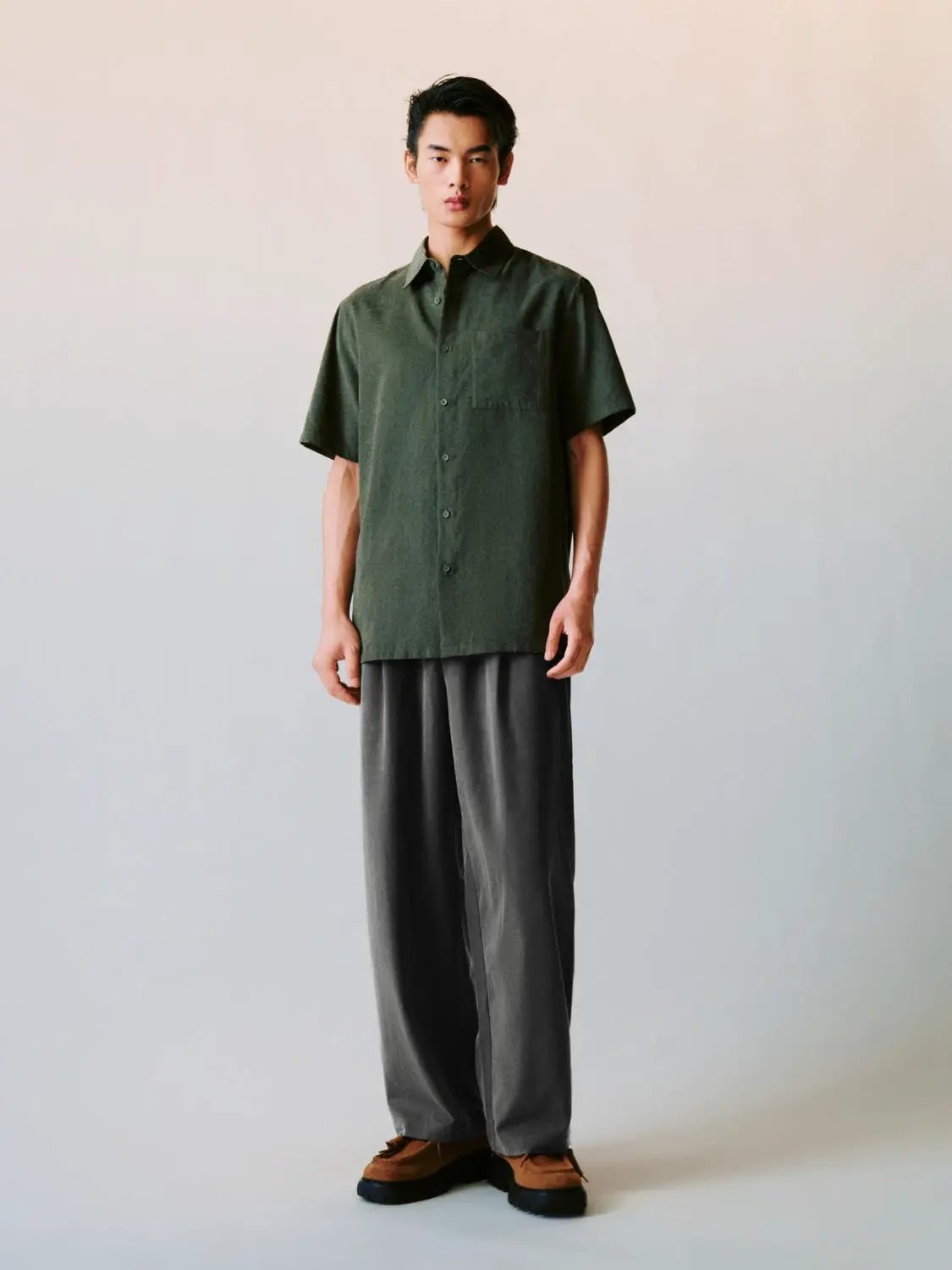 Cardigan Style Button-front Short Sleeve Shirt