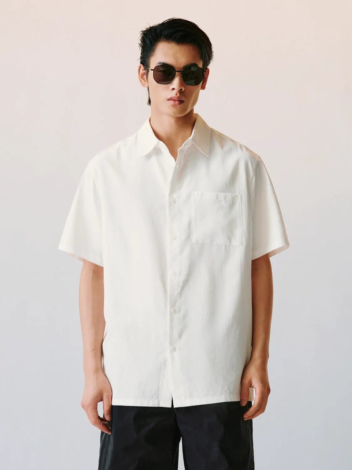 Cardigan Style Button-front Short Sleeve Shirt