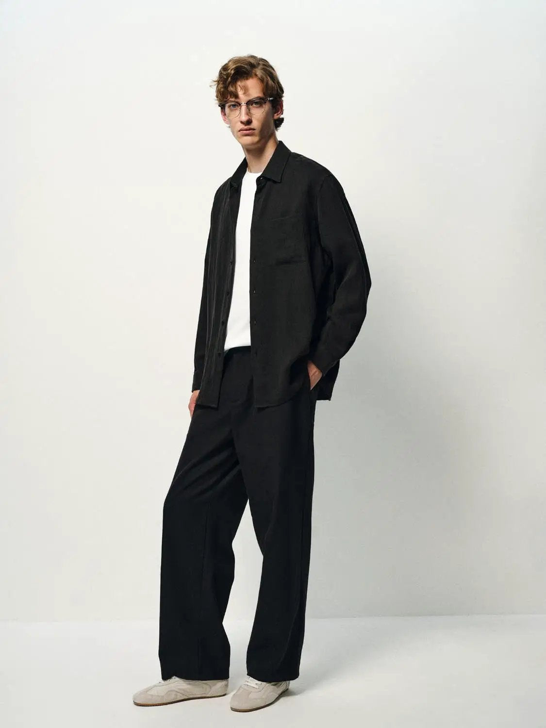 Textured Long Sleeve Button Chest Pocket Shirt
