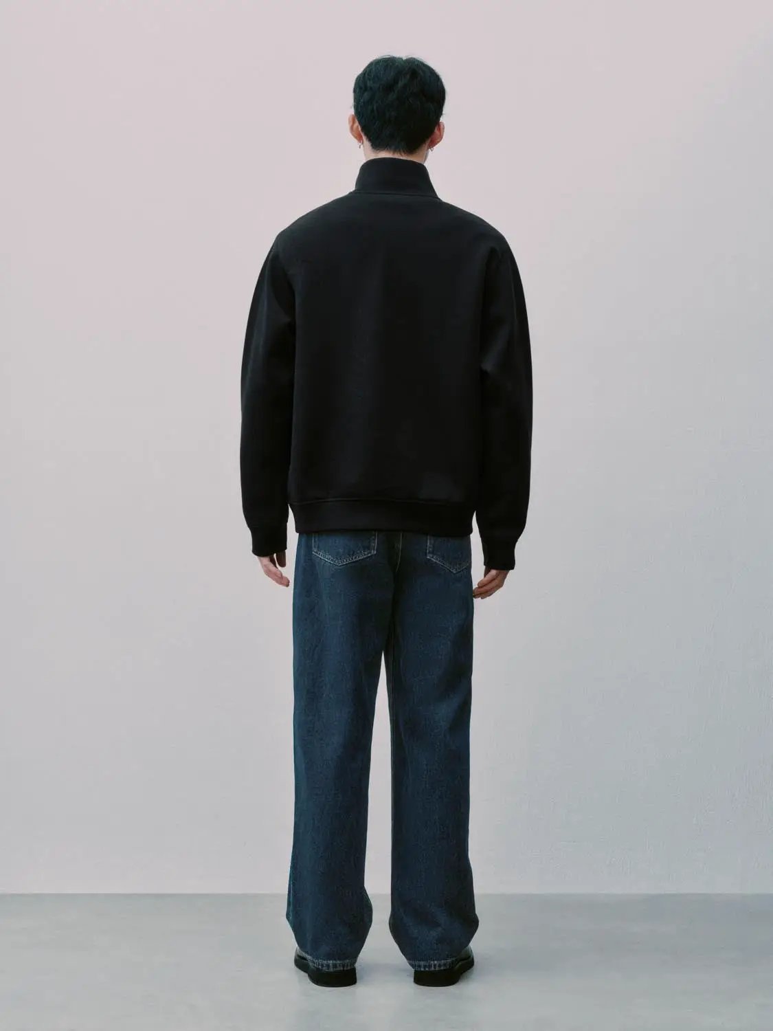 Half-Zip Long Sleeve Cotton Blend Sweatshirt