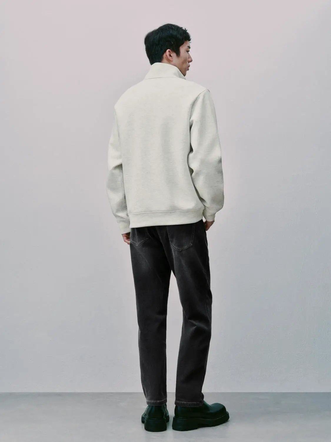 Half-Zip Long Sleeve Cotton Blend Sweatshirt
