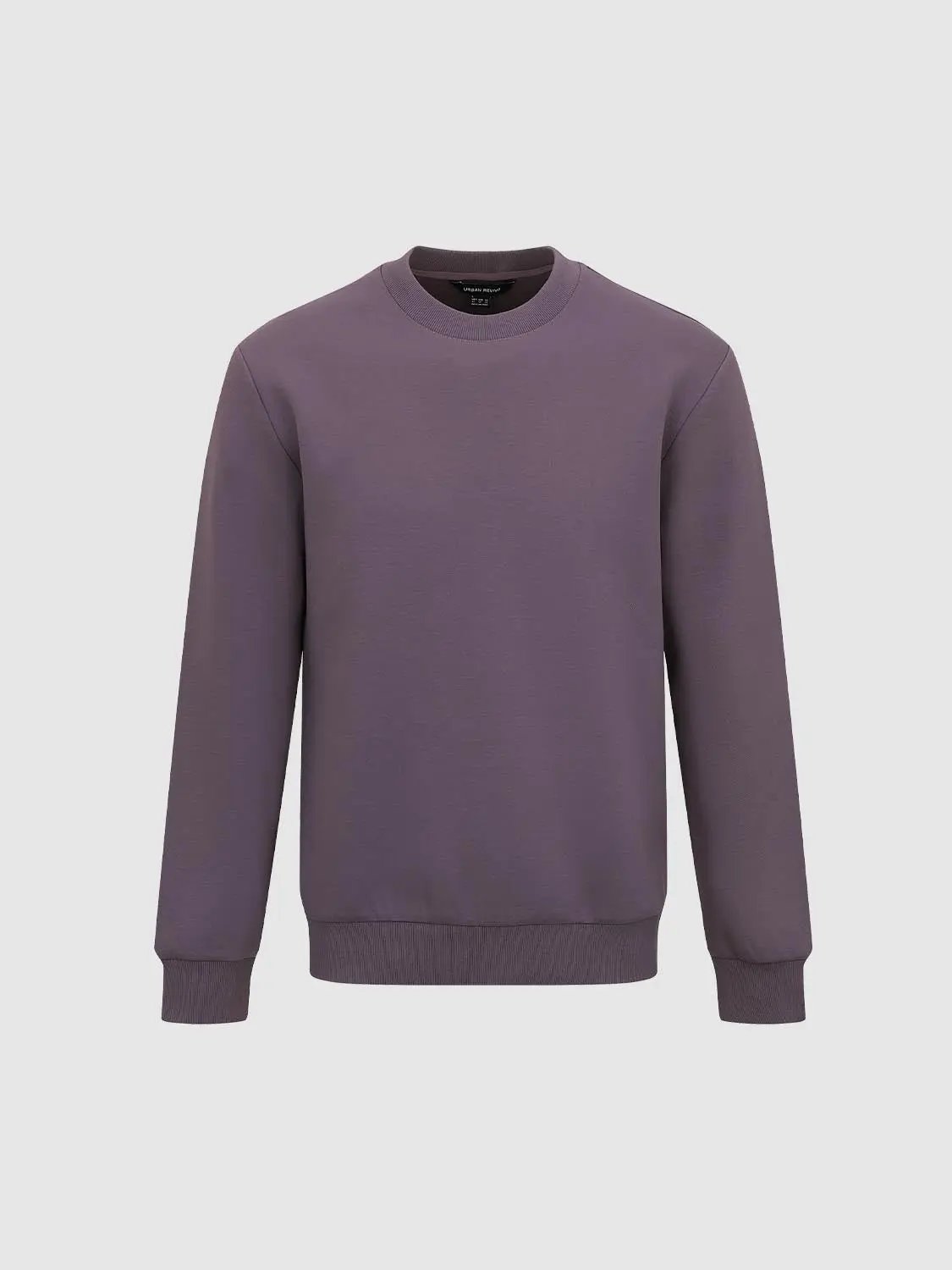 Ribbed Long Sleeve Crew Neck Cotton Blend Sweatshirt