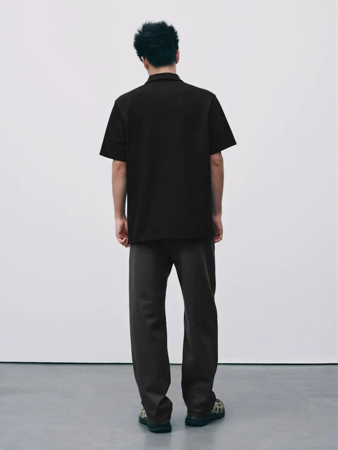 Textured Brushed Polo Cotton Blend Shirt