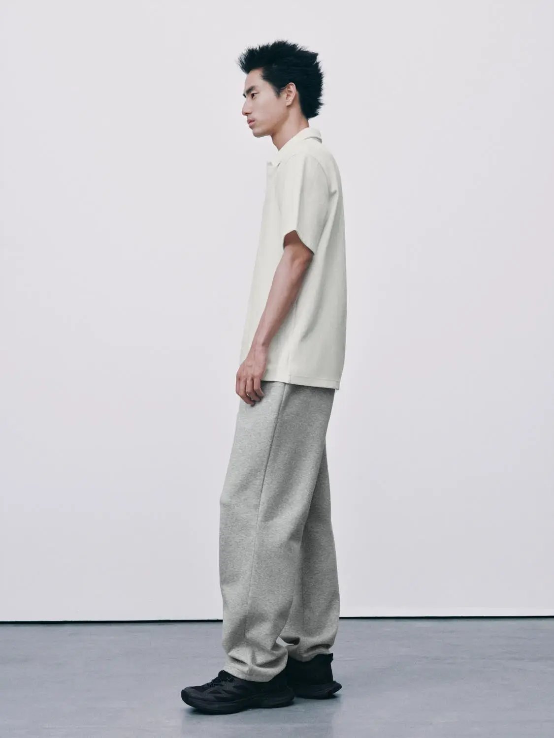 Textured Brushed Polo Cotton Blend Shirt