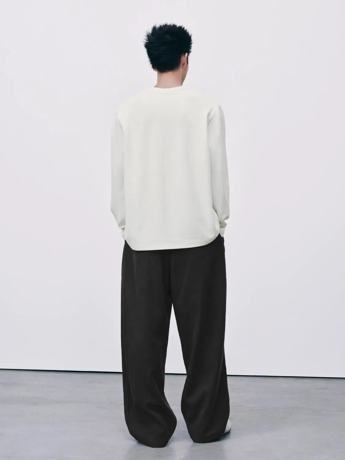 Ribbed Button Front Long Sleeve Cotton Blend T-Shirt