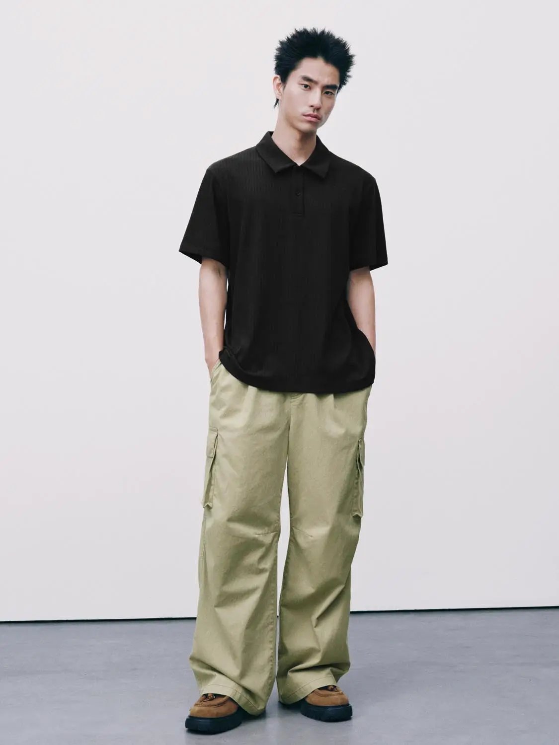 Ribbed Cotton Modal Polo Shirt