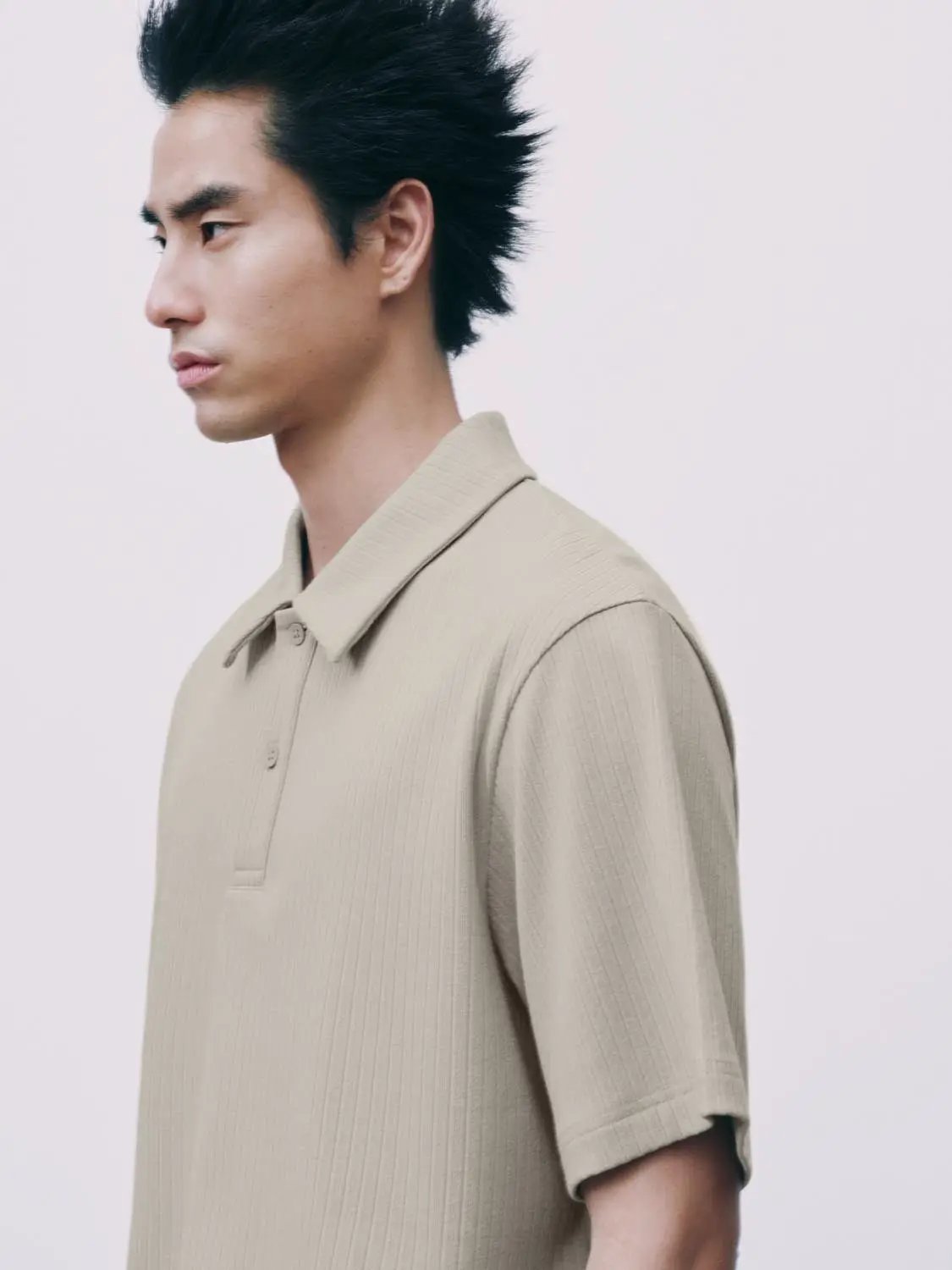 Ribbed Cotton Modal Polo Shirt