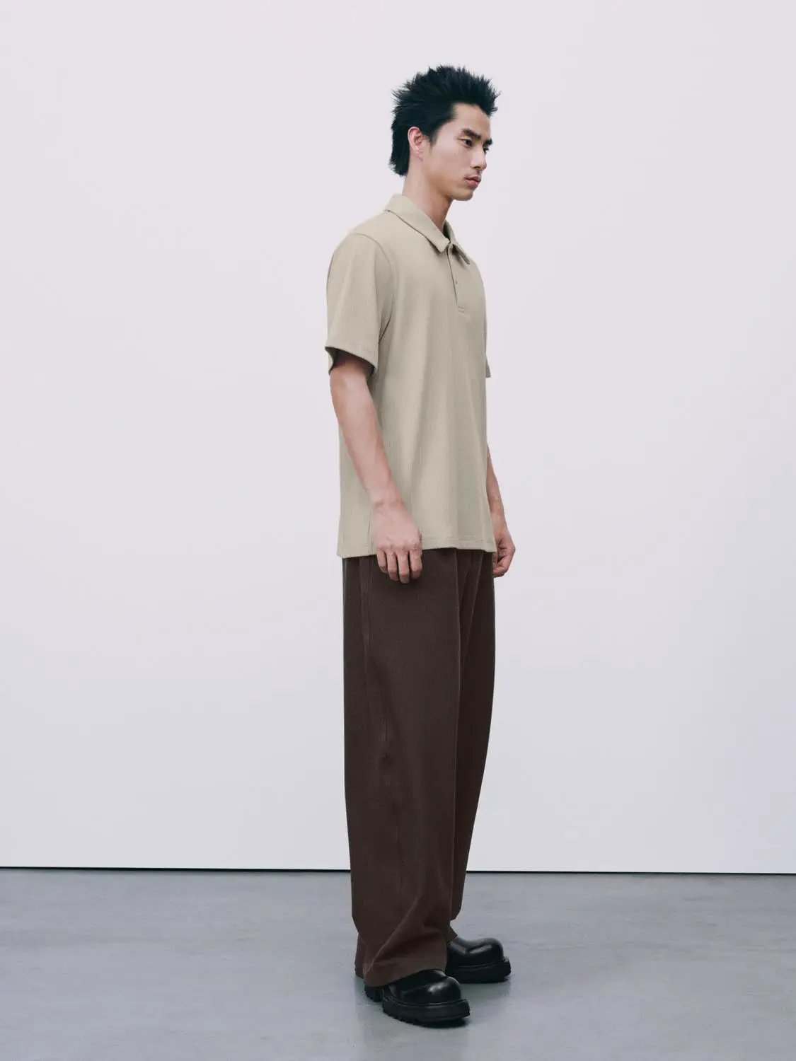 Ribbed Cotton Modal Polo Shirt