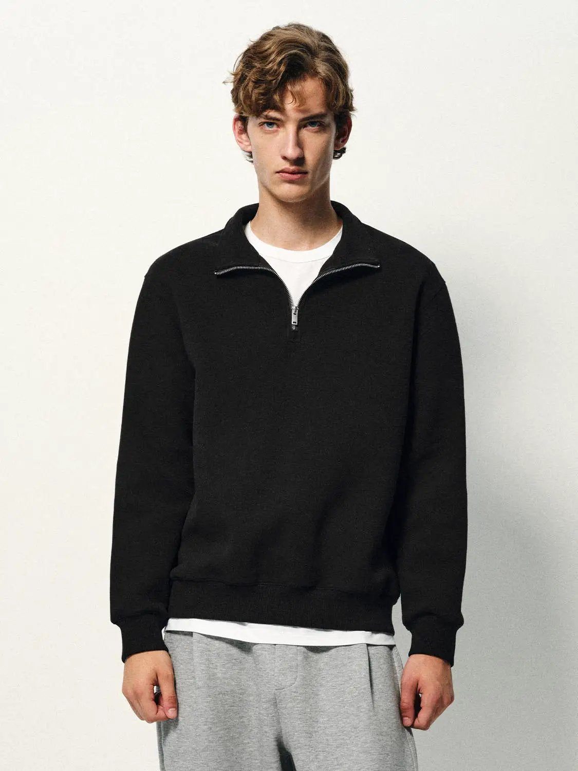 Half-Zip Collar Long Sleeve Sweatshirt