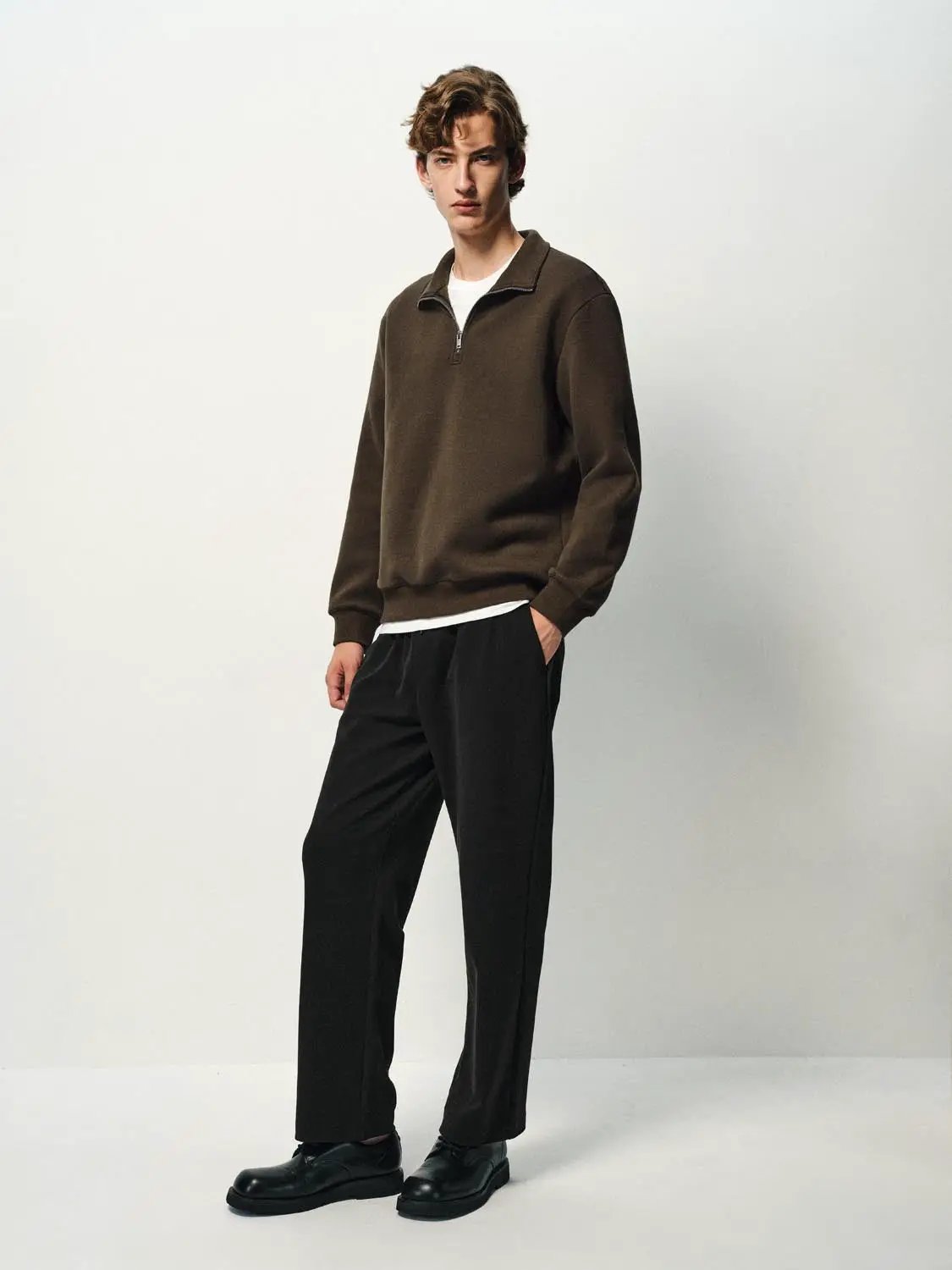 Half-Zip Collar Long Sleeve Sweatshirt