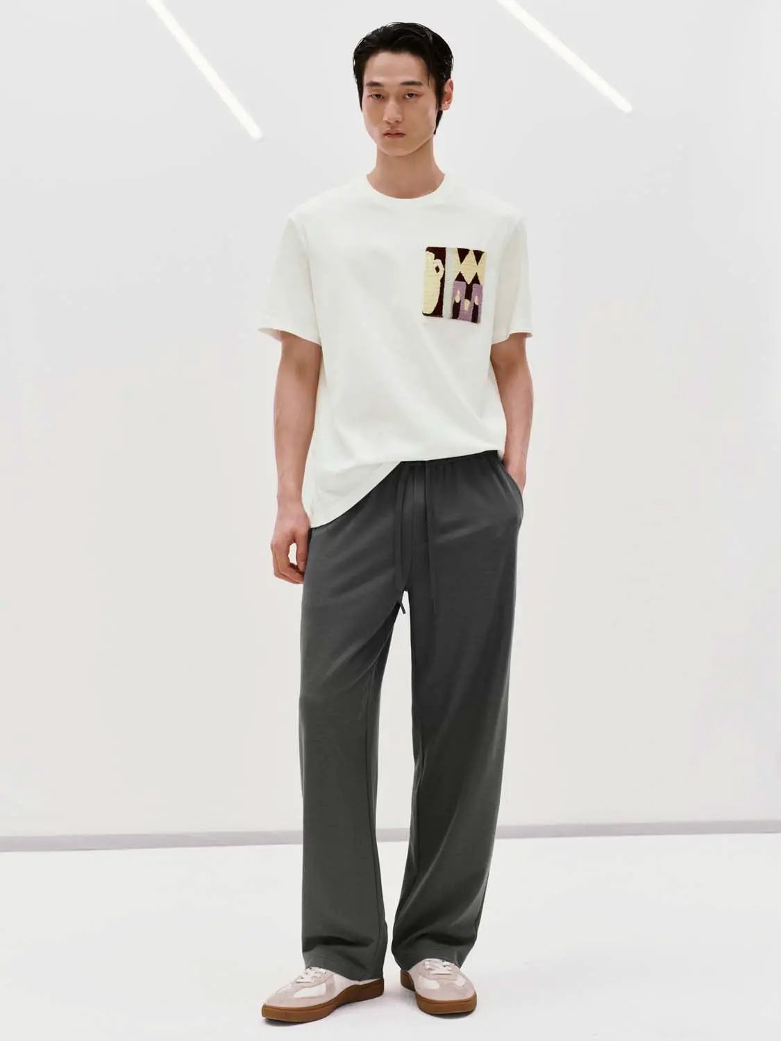 Drawstring Waist Wide-leg Pants