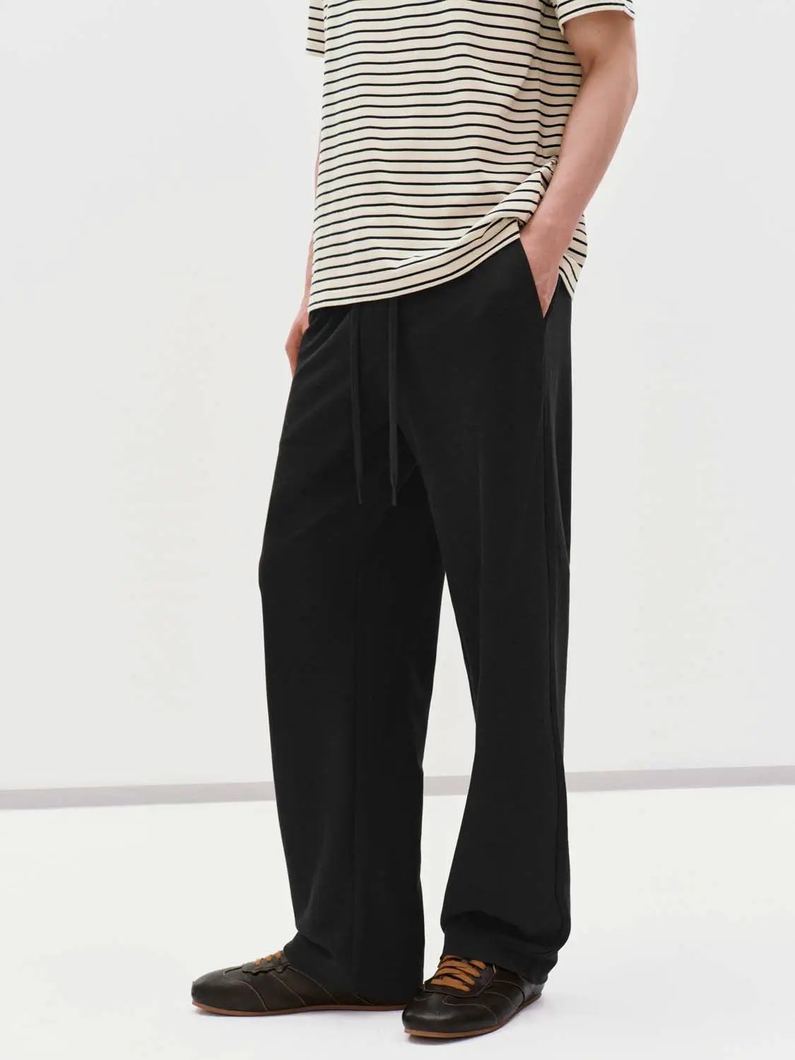Drawstring Waist Wide-leg Pants