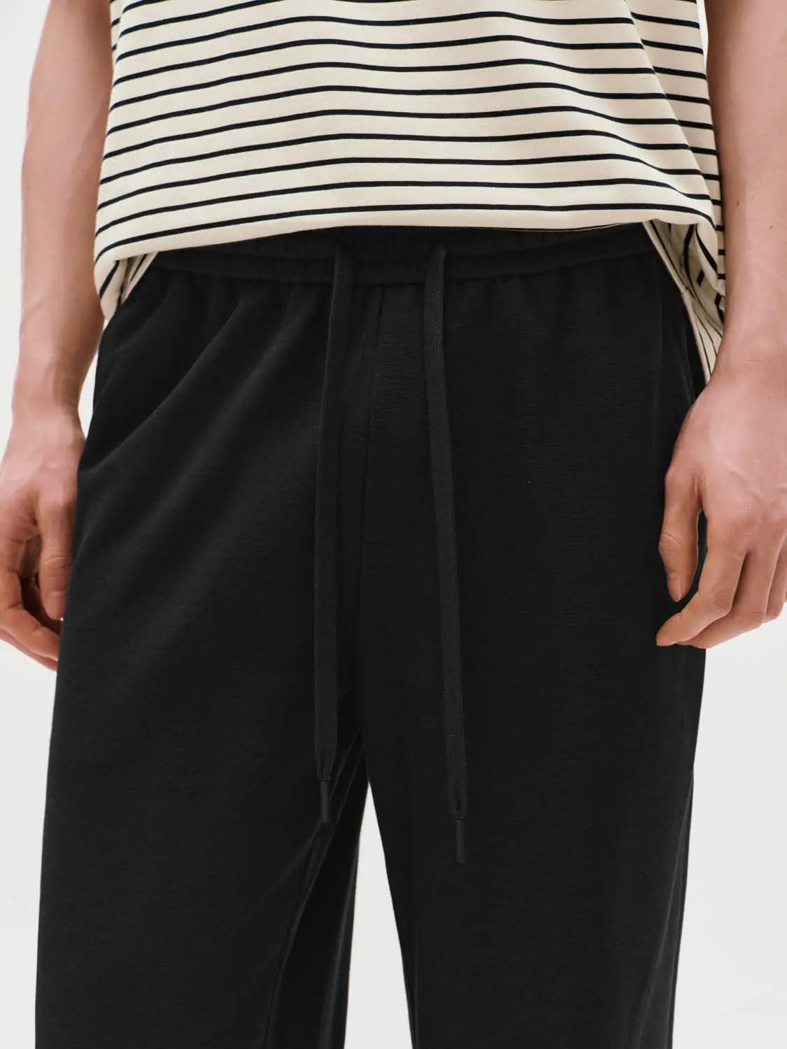 Drawstring Waist Wide-leg Pants