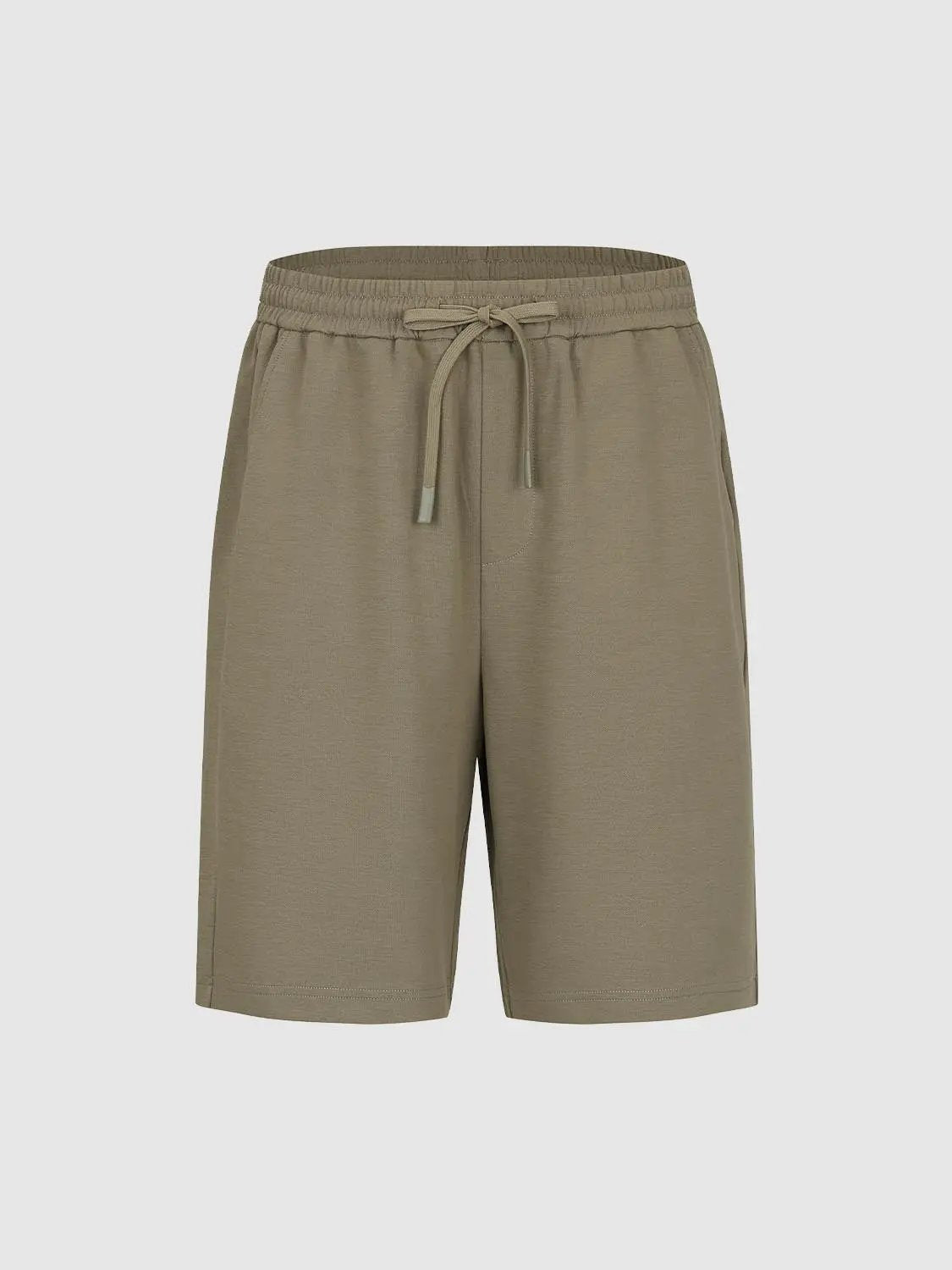 Loose Fit Drawstring Waist Solid Knee Length Casual Shorts