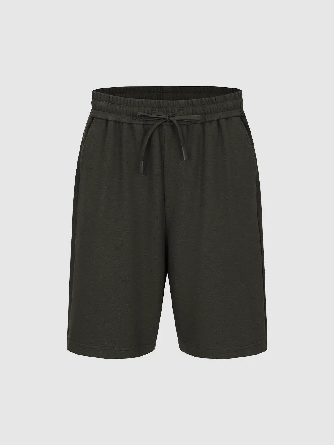 Elastic Drawstring Waist Cotton Blend Shorts