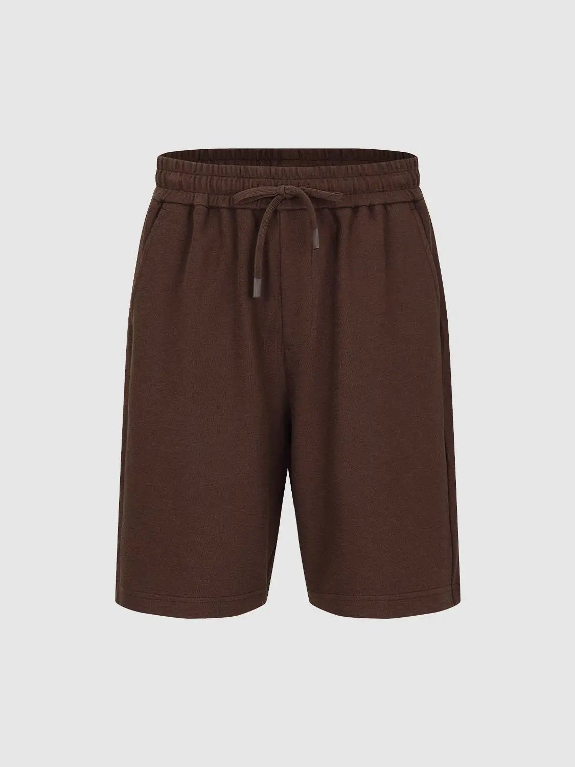 Elastic Drawstring Waist Cotton Blend Shorts