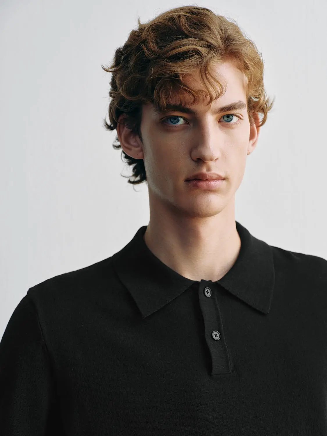 Heather Knit Short Sleeve Placket Button Polo Shirt