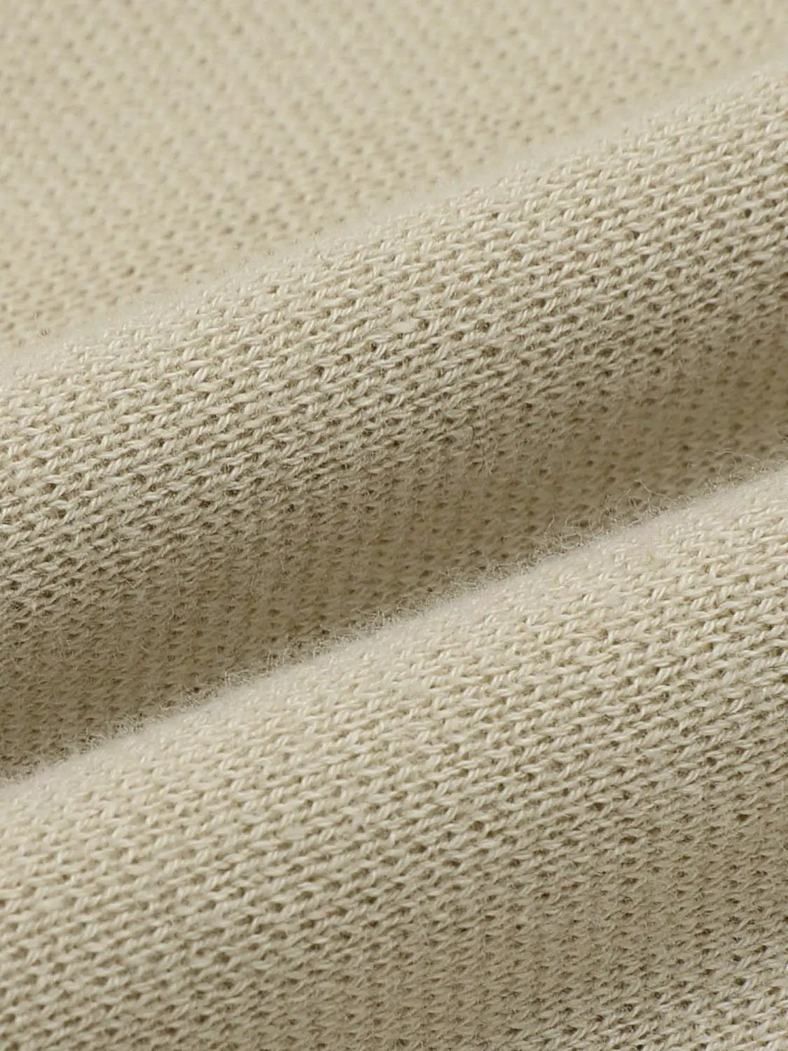 Knit Ribbed Hem Zip Neck Short Sleeve Cotton Shirt