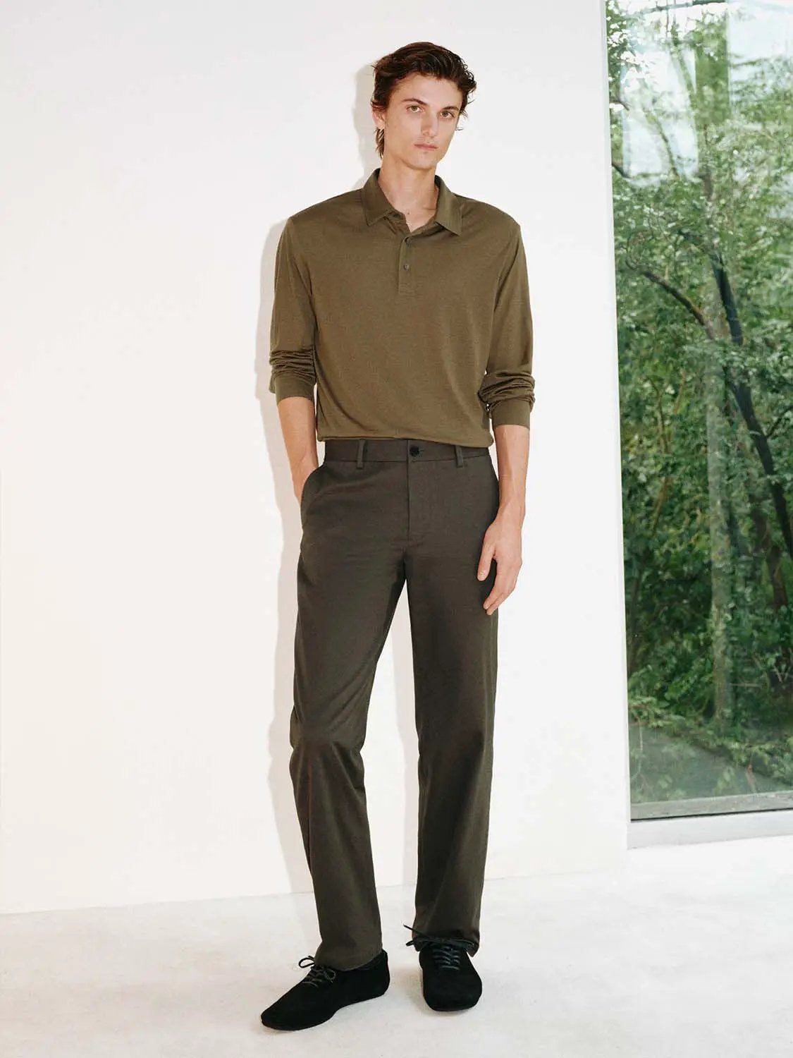 Regular Tailored Straight Leg Cotton Pants