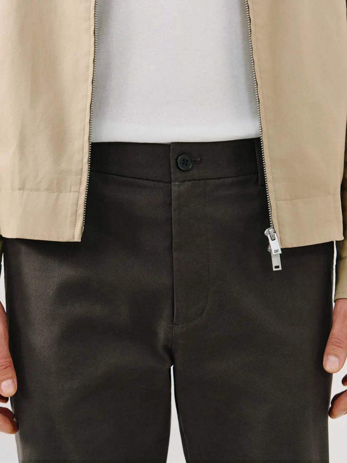 Regular Tailored Straight Leg Cotton Pants