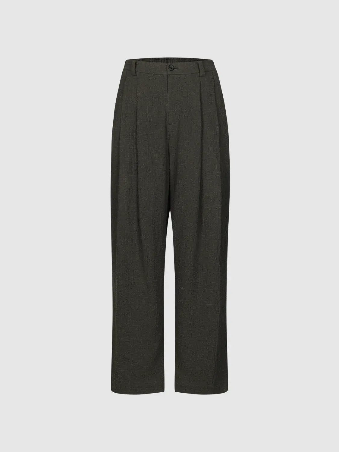 Pleated Wide-leg Mid-rise Cotton Blend Pants