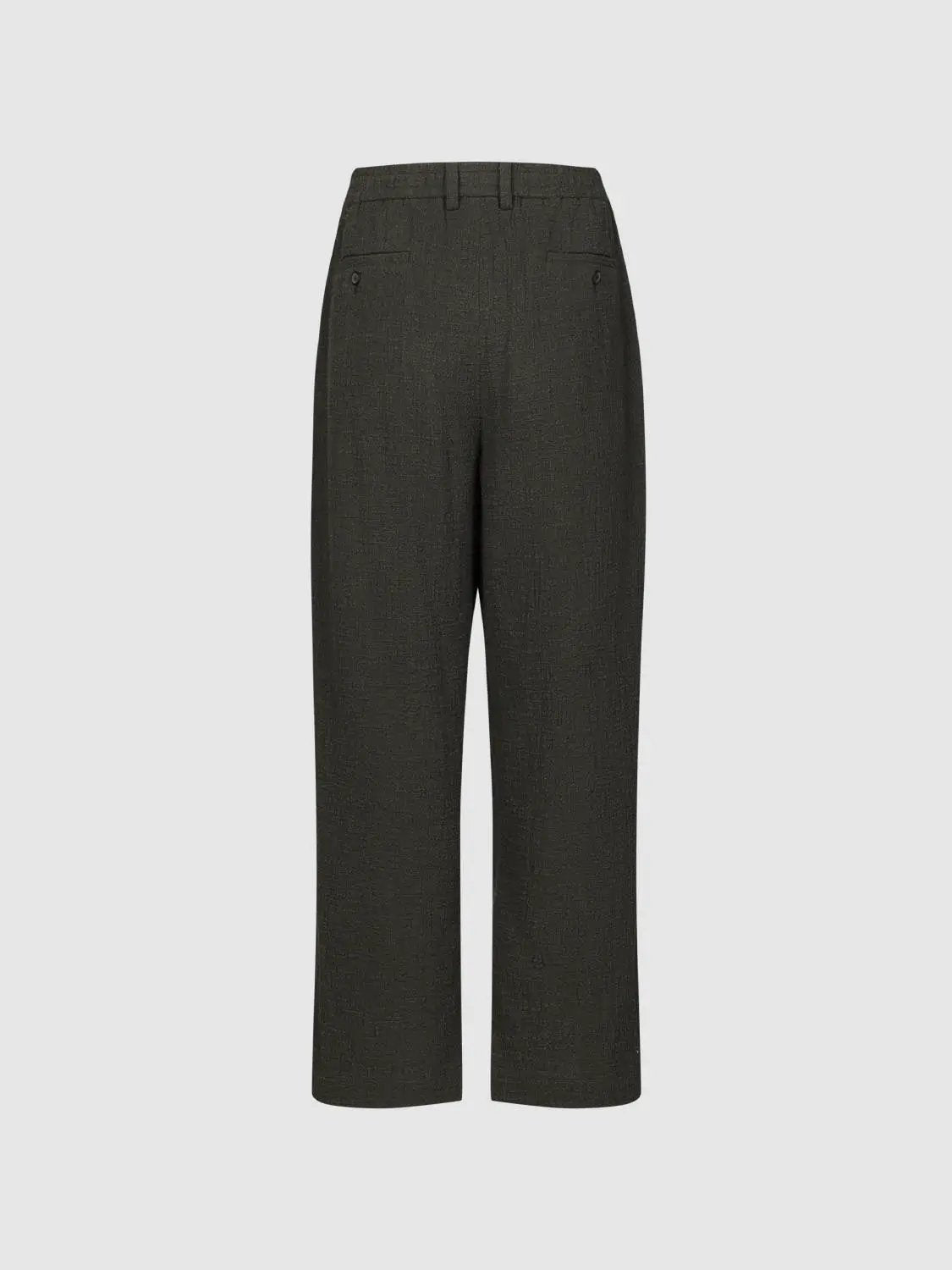 Pleated Wide-leg Mid-rise Cotton Blend Pants