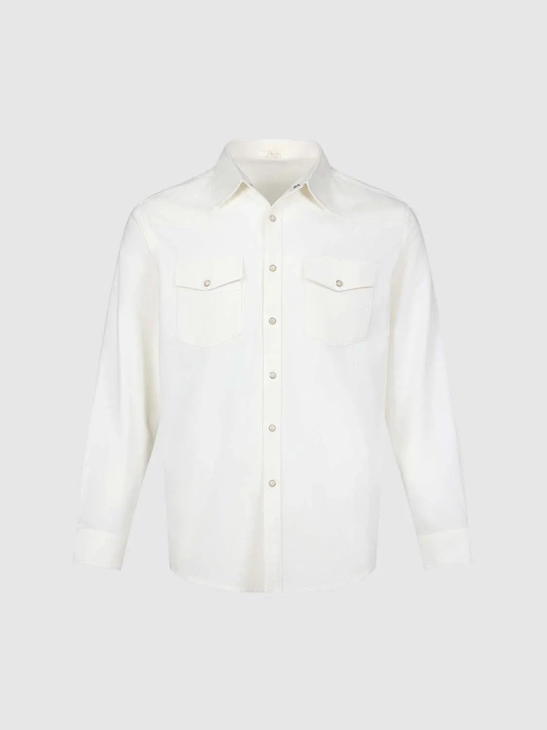Long Sleeve Button Front Cotton Blend Shirt