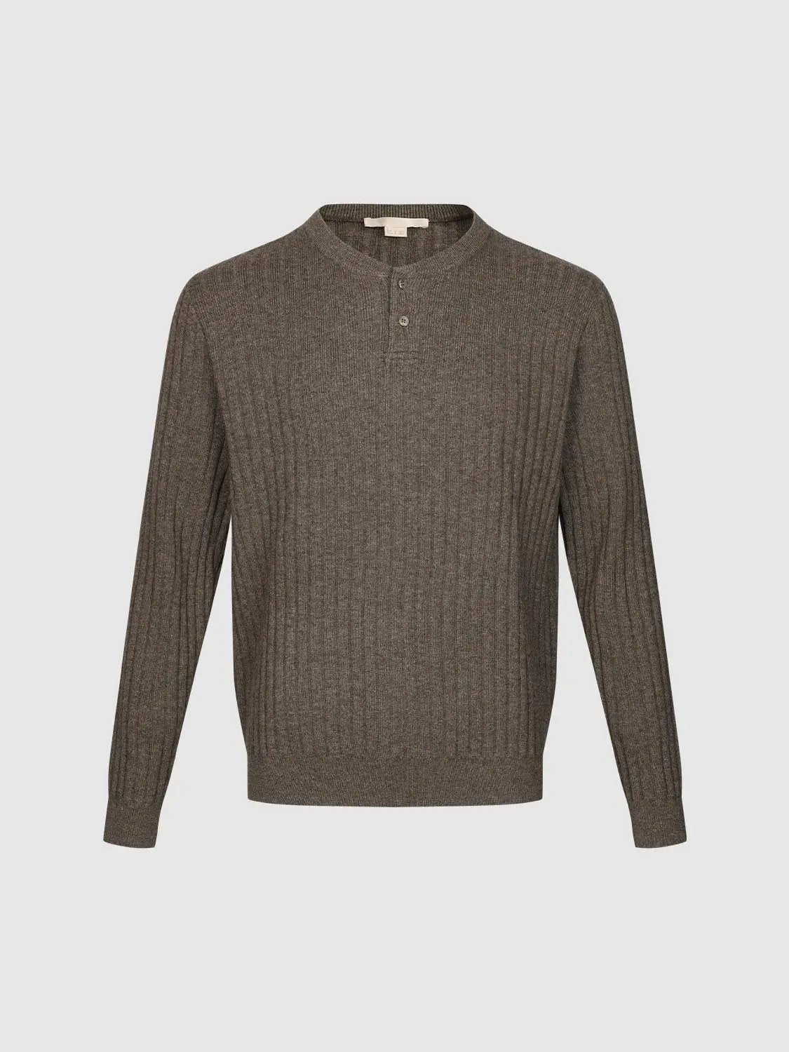 Ribbed Wool Blend Long Sleeve Crew Neck Pullover