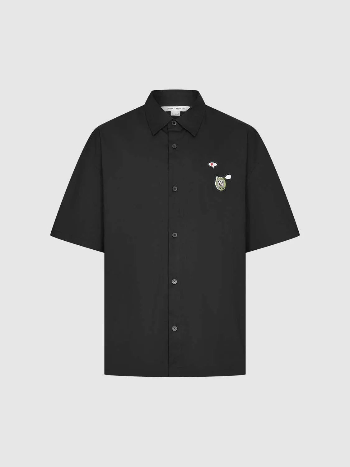 Oversized Embroidered Patch Cotton Shirt