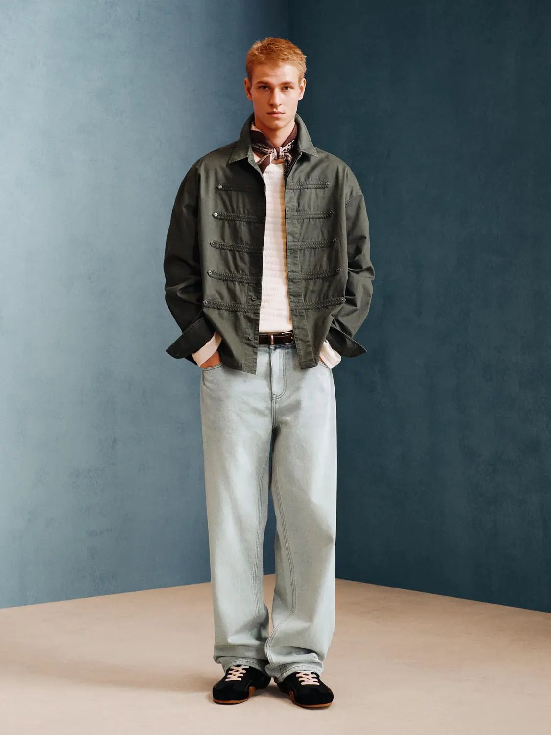 Collared Button Front Long Sleeve Cotton Shirt