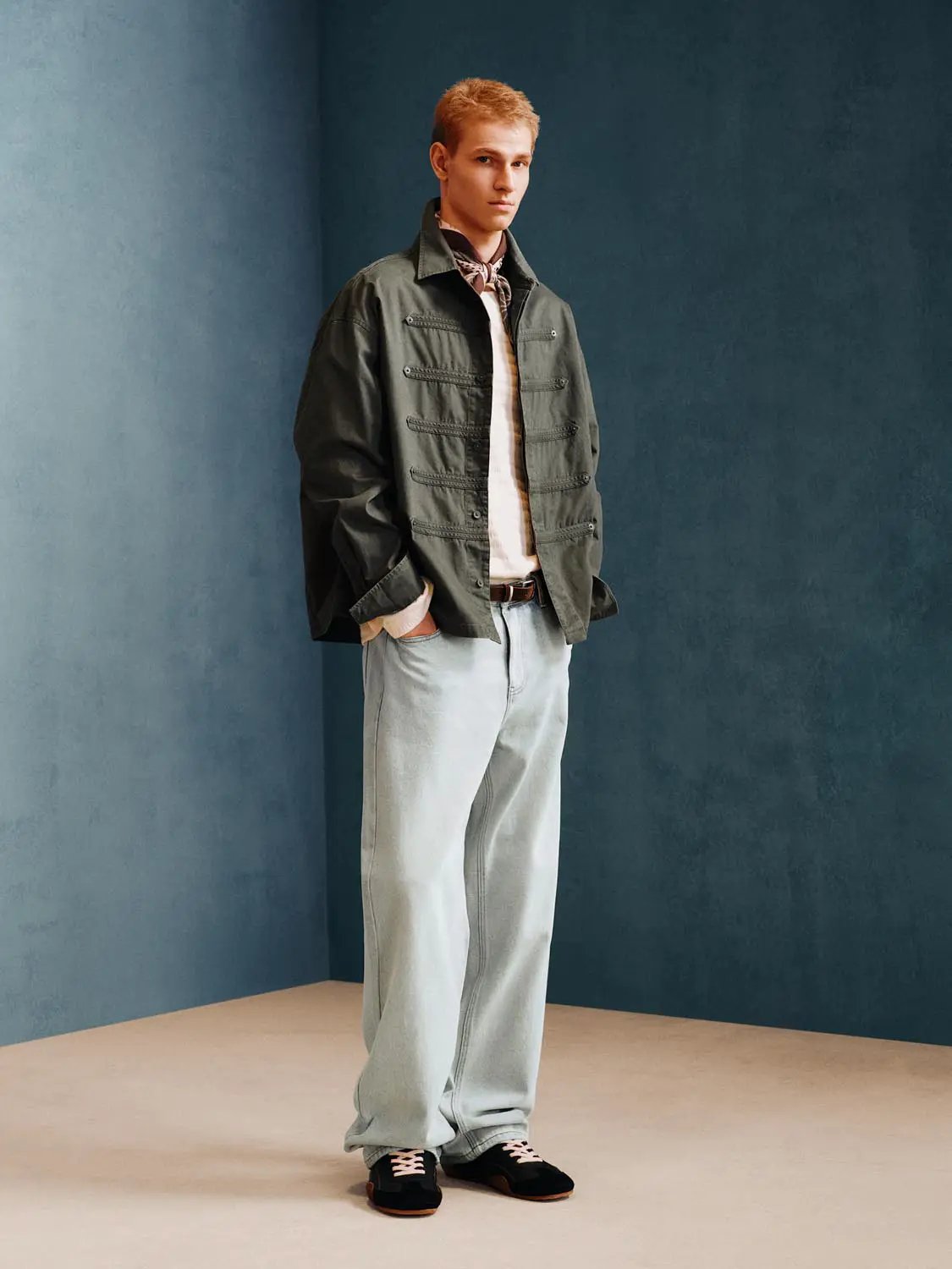Collared Button Front Long Sleeve Cotton Shirt