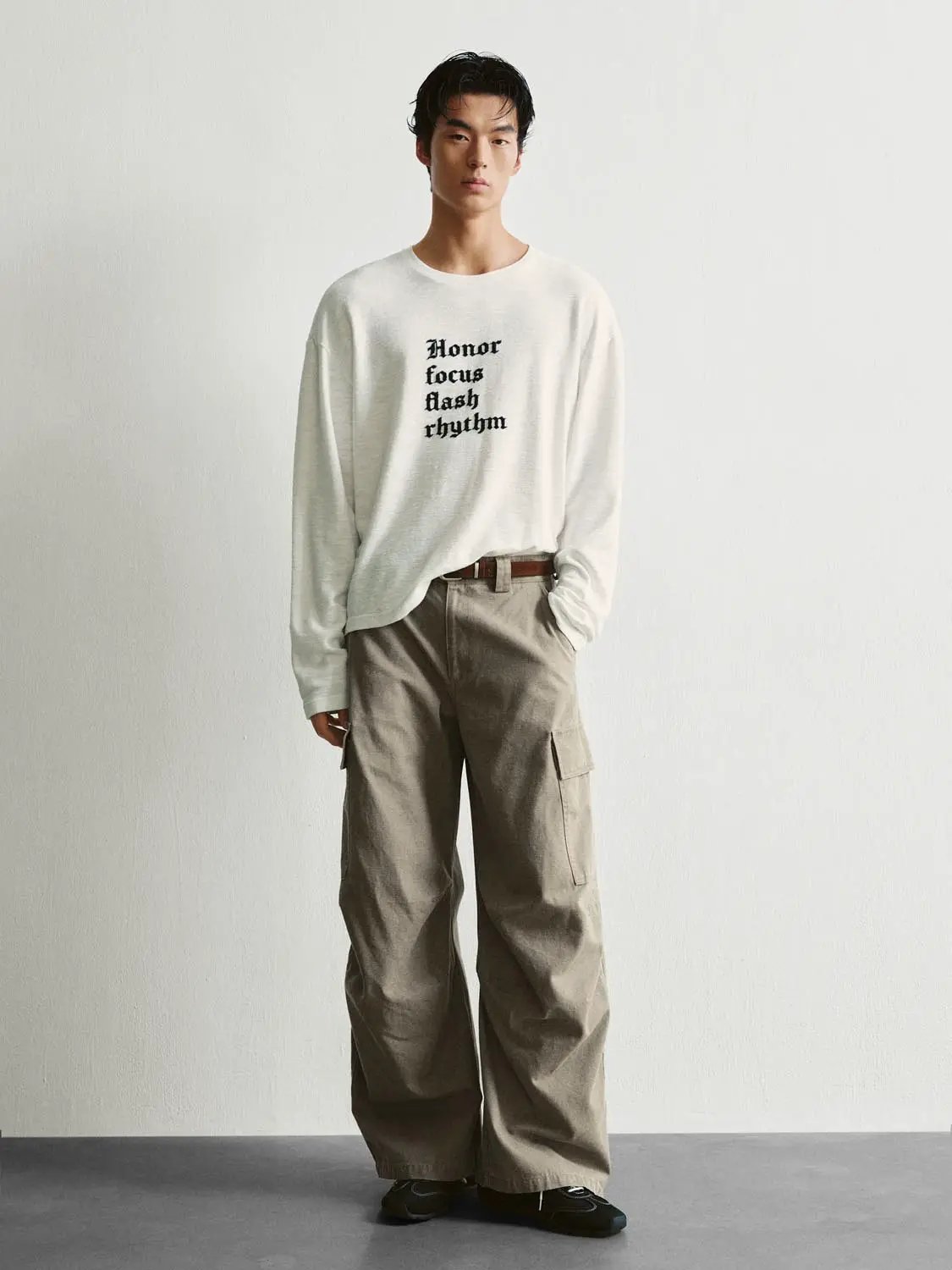 Embroidered Graphic Text Crew Neck Long Sleeve T-Shirt
