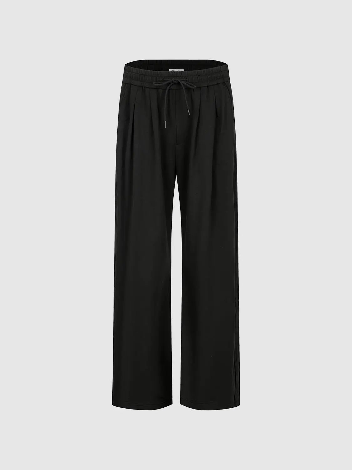 Drawstring Waist Cotton Blend Wide-leg Pants