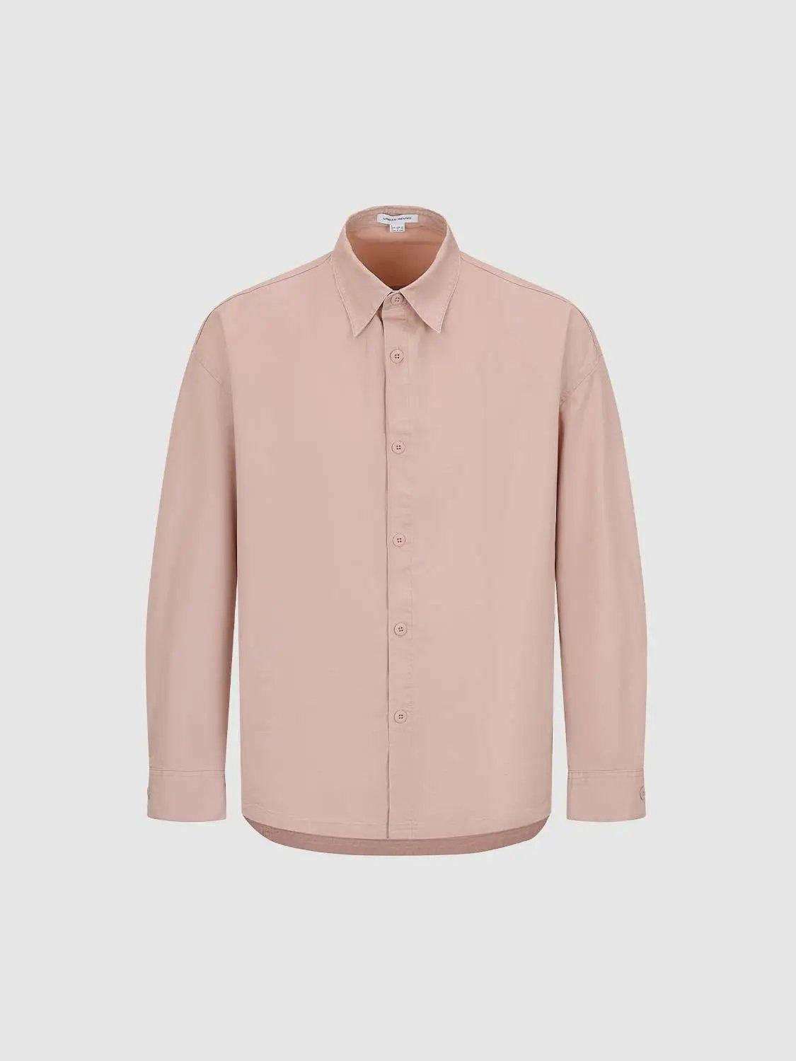Button-front Shirt Collar Long Sleeve Cotton Shirt