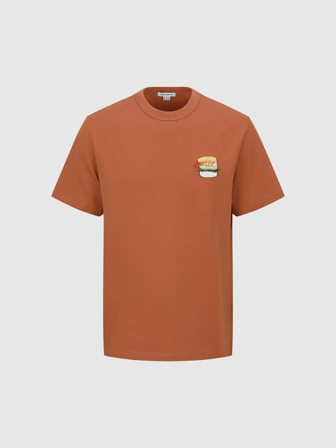 Crew Neck Burger Patch Loose Fit Cotton Short Sleeve T-Shirt