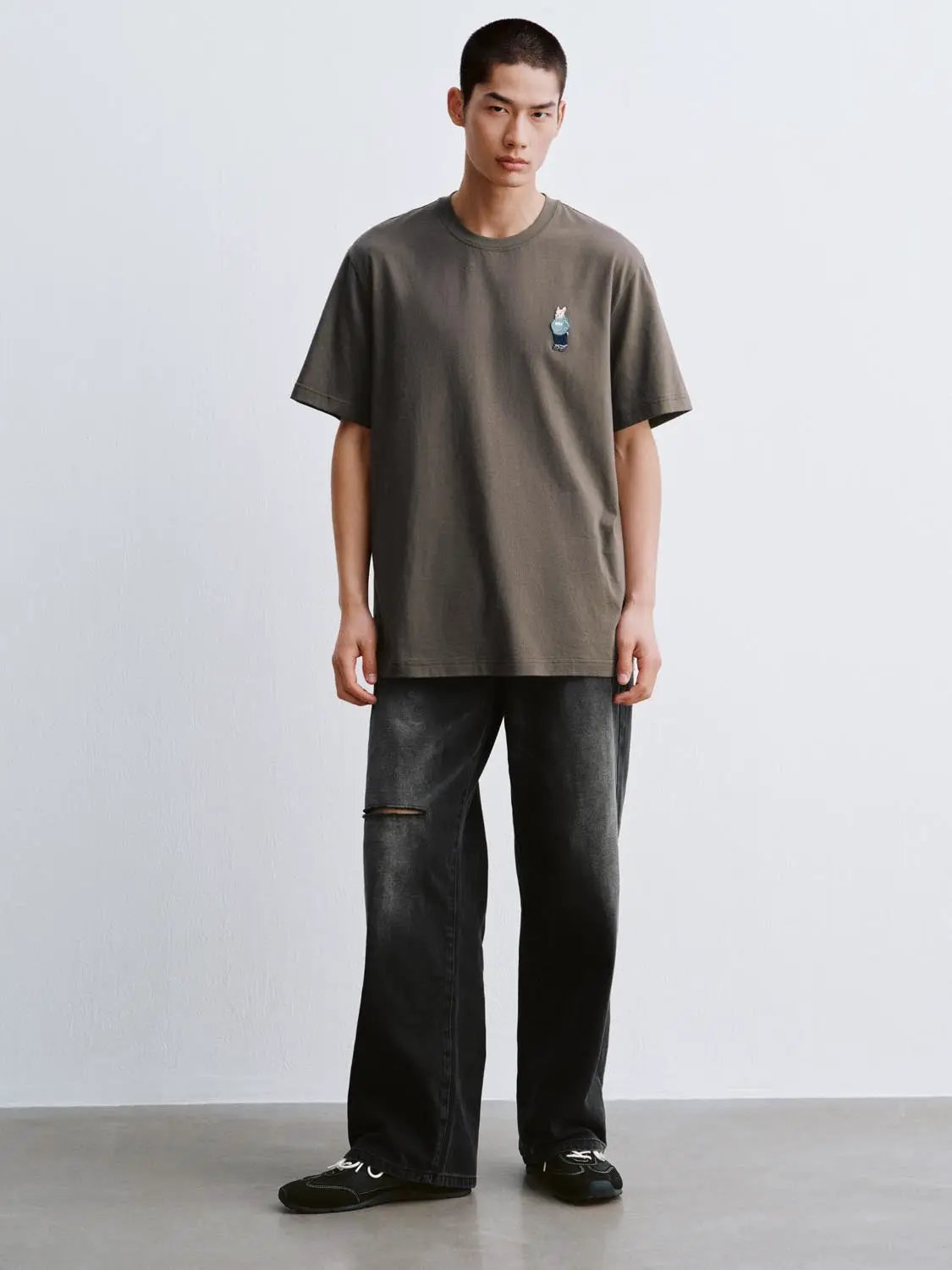 Printed Embroidered Mascot Cotton T-Shirt