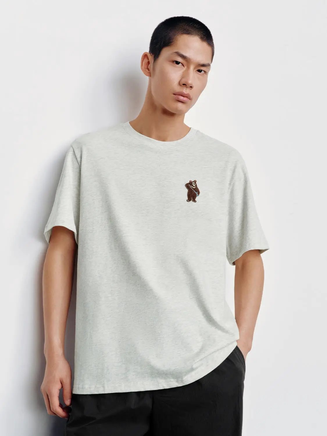 Embroidered Oversized Crew Neck Short Sleeve Cotton T-shirt