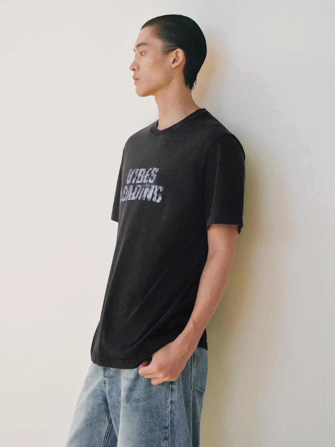 Printed Oversized Crew Neck Short Sleeve Cotton T-Shirt