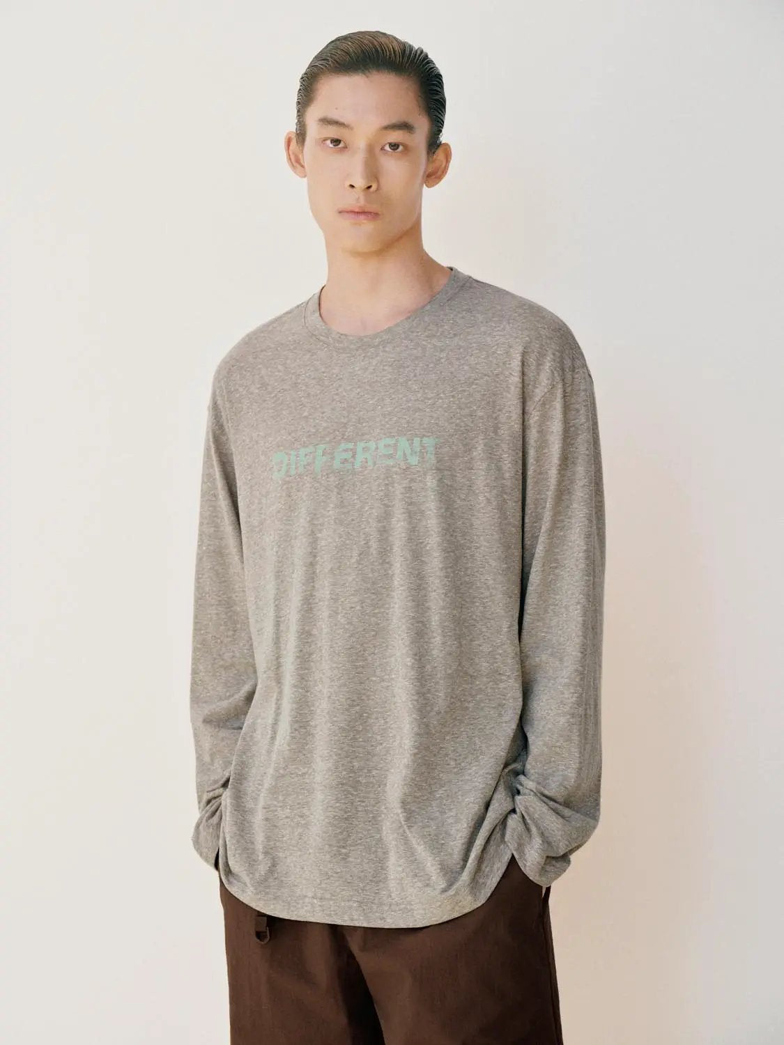 Text Print Crew Neck Long Sleeve Cotton Blend T-Shirt