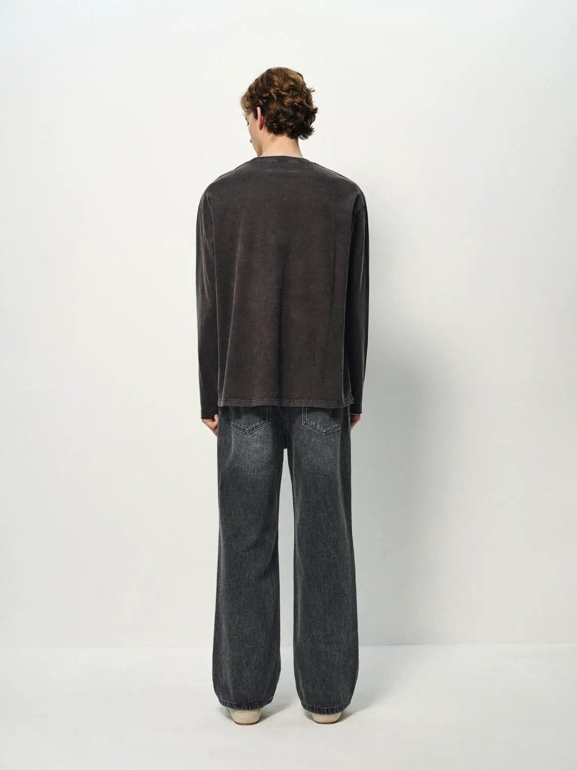 Oversized Washed Cotton Long Sleeve T-Shirt