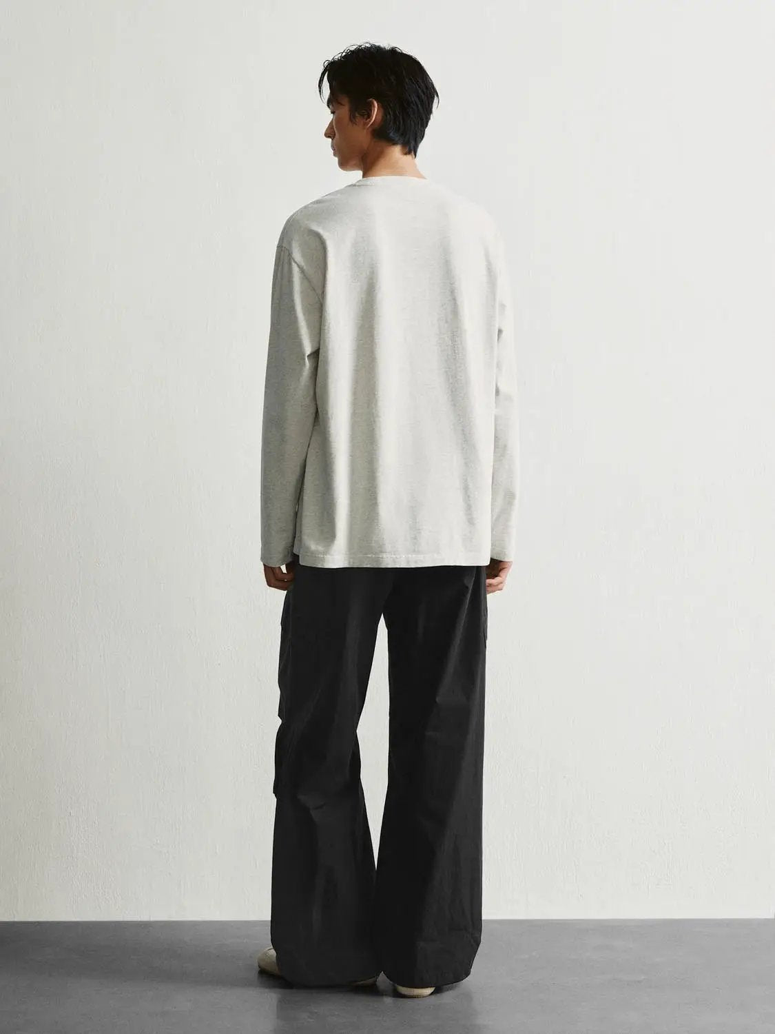 Embroidered Oversized Crew Neck Long Sleeve Cotton T-Shirt