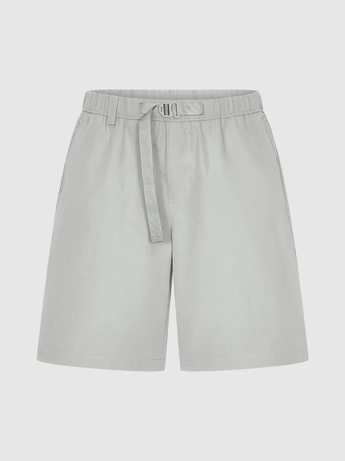 Belted Front Pocketed Stretch Relaxed Shorts
