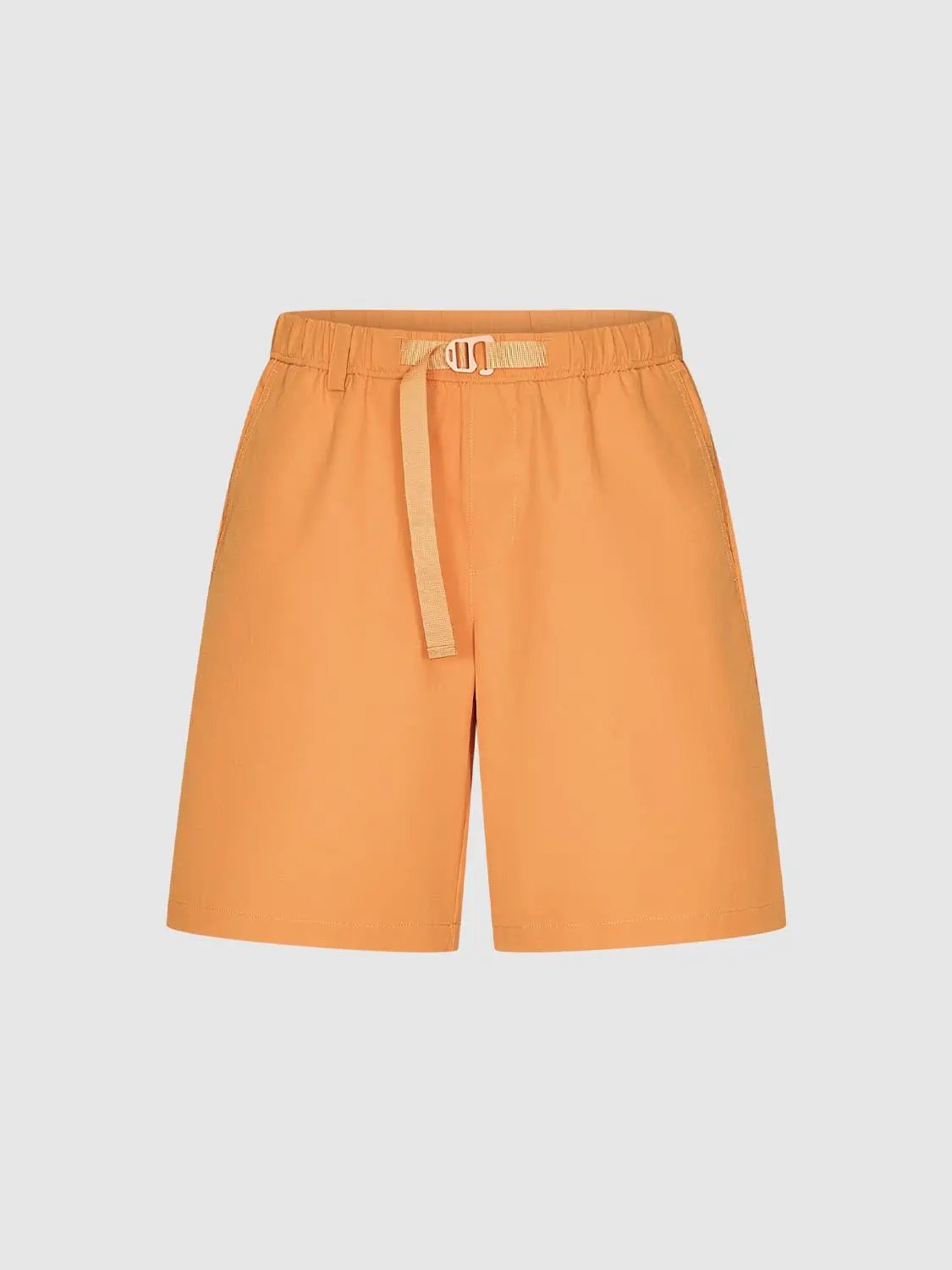 Belted Front Pocketed Stretch Relaxed Shorts