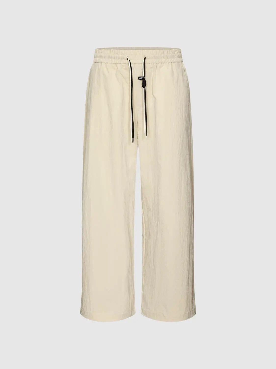 Wide-leg Cotton Blend Drawstring Waist Pants