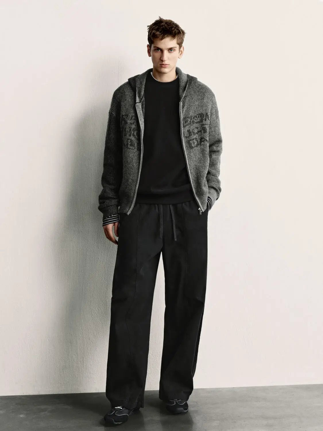 Panelled Wide-leg Drawstring Waist Cotton Pants