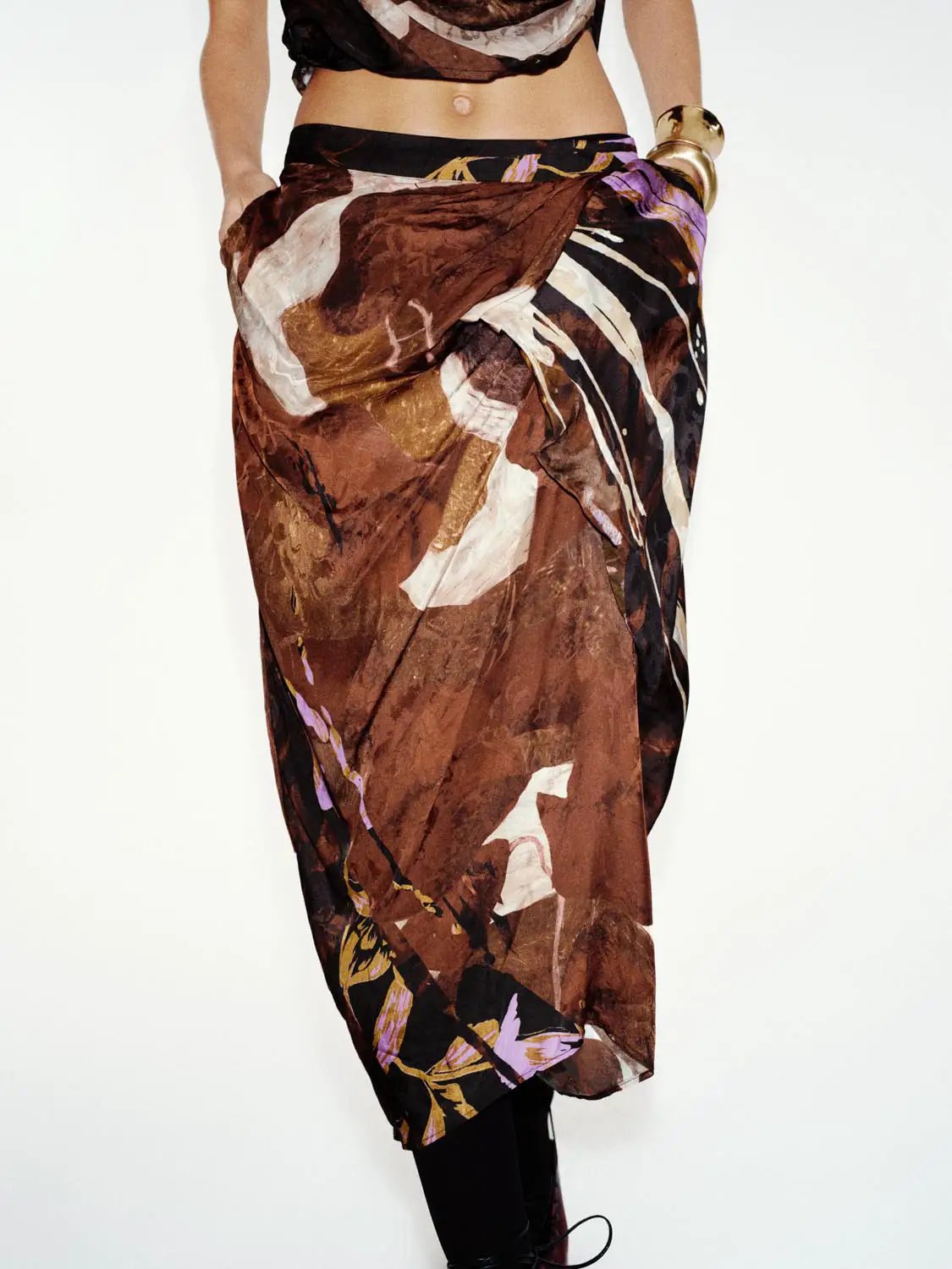 Abstract Print Straight Maxi Skirt