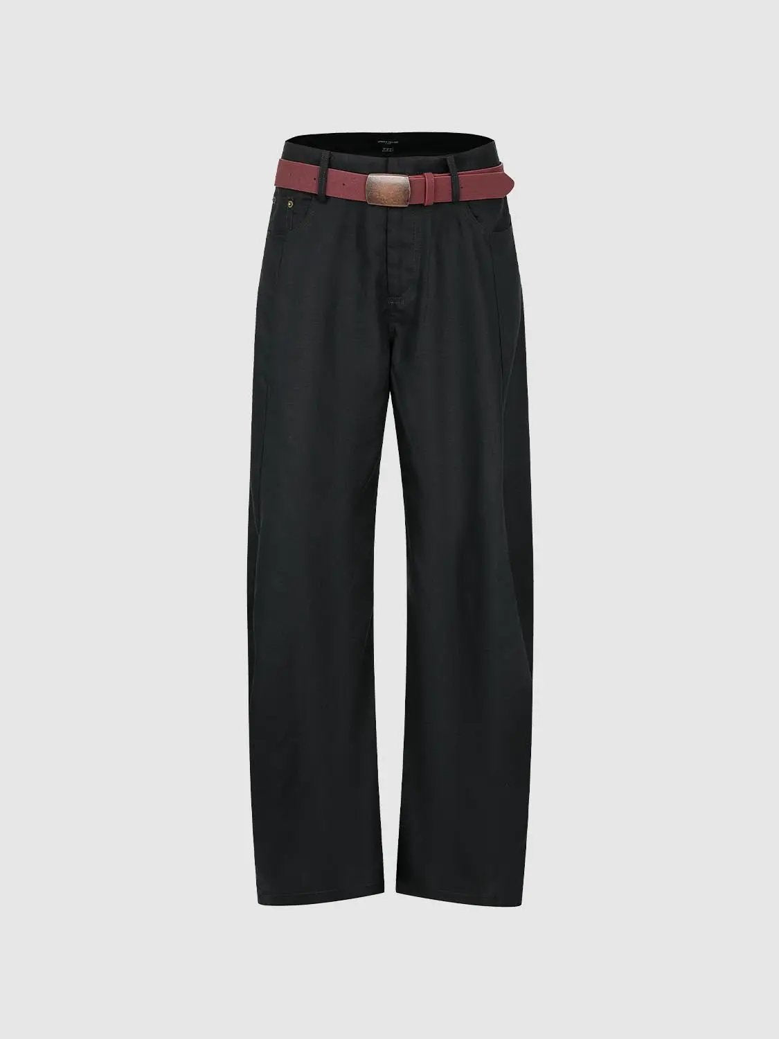 Belted Low-rise Wide-leg Tailored Pants