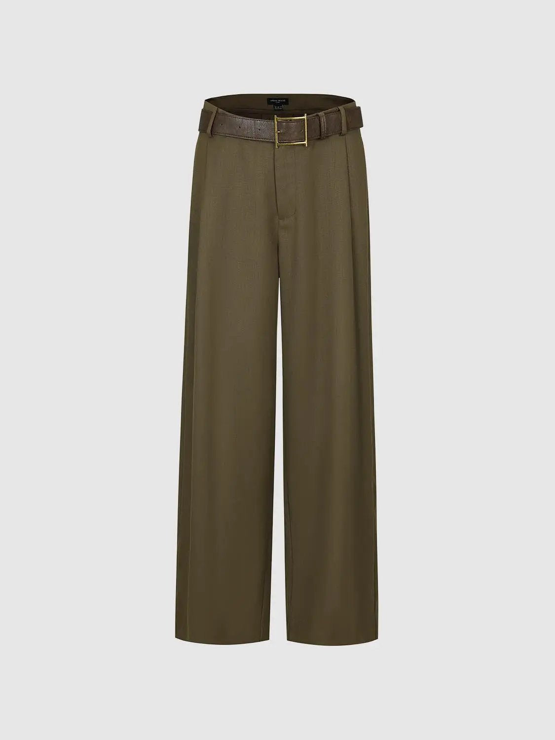 Solid Belted Tailored Low-rise Wide-leg Pants