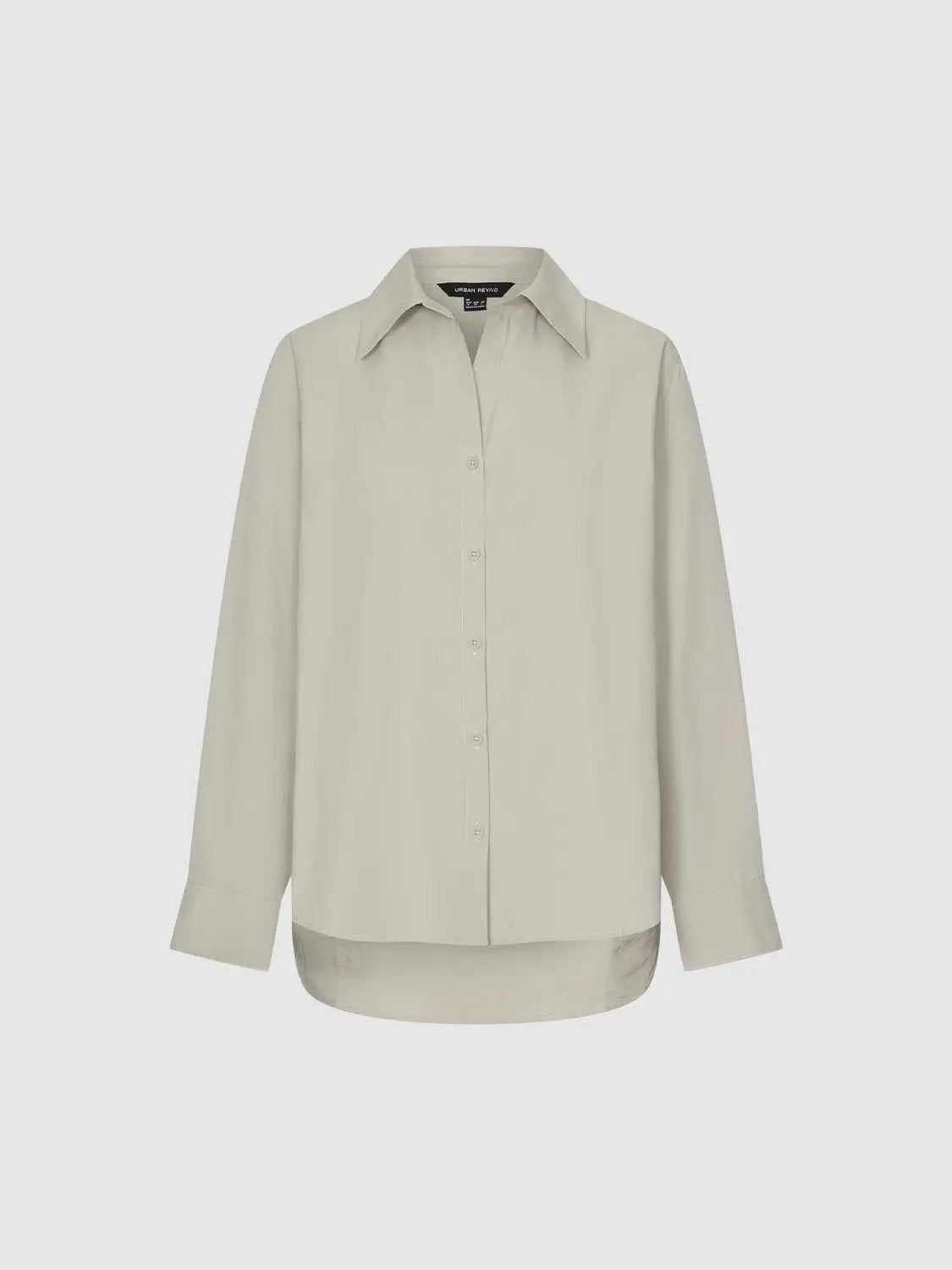 Long Sleeve Shirt Collar Regular Fit Asymmetric Hem Shirt