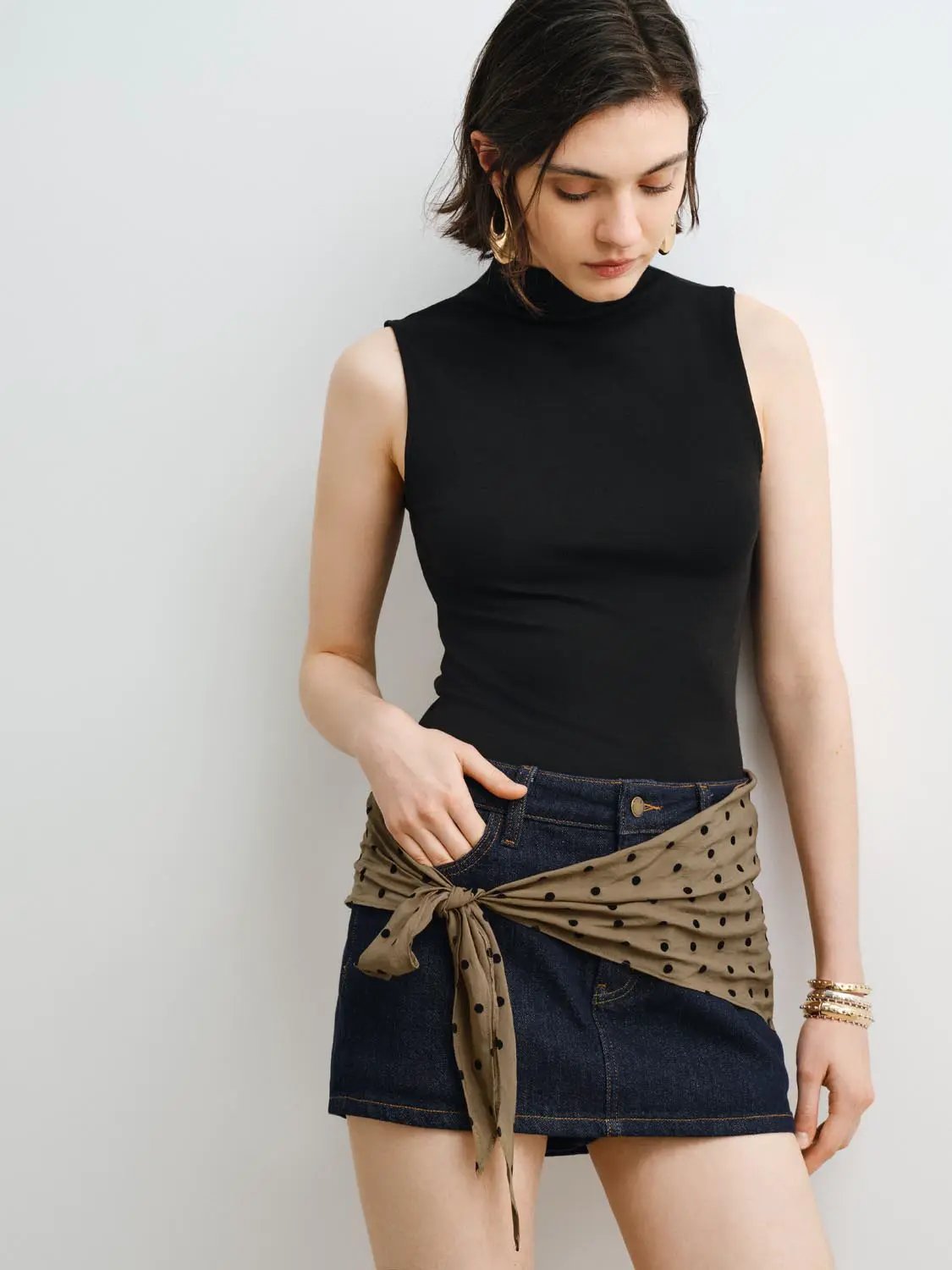 Sleek Sleeveless Mock Neck Modal Tank Top